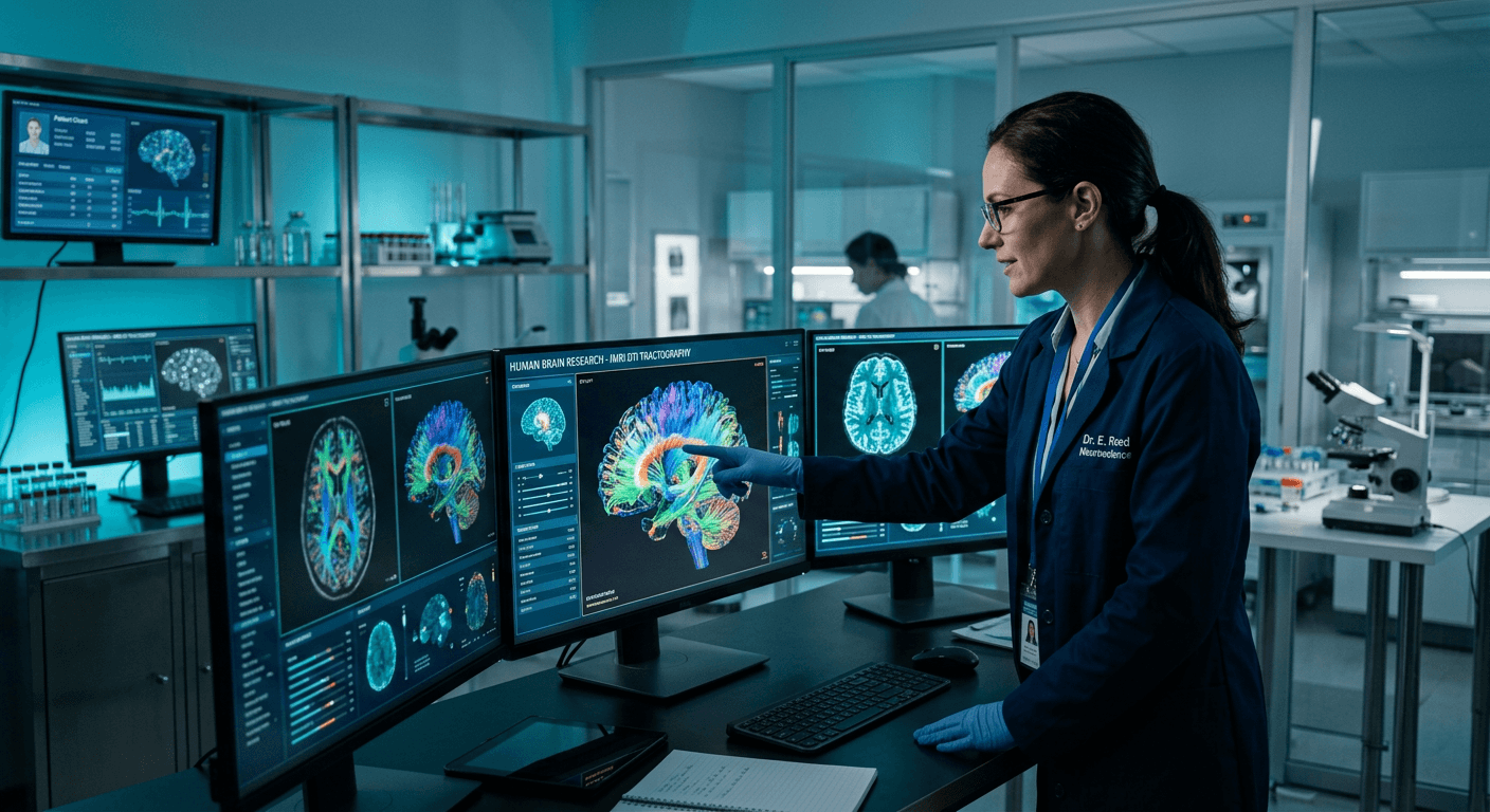 Dr. Edward Large conducting research